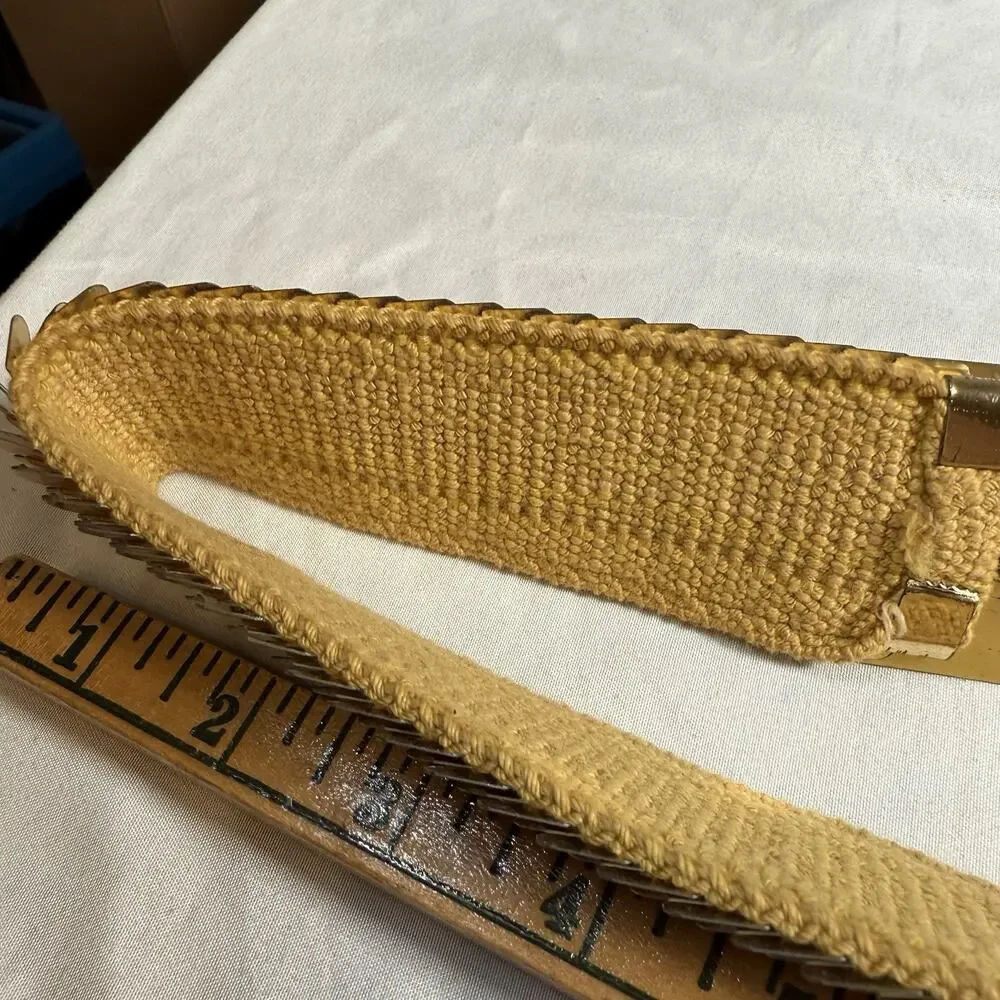 Vintage Gold Tone Metal Snake Skin Stretch Belt Floral Buckle Disco Mod Boho